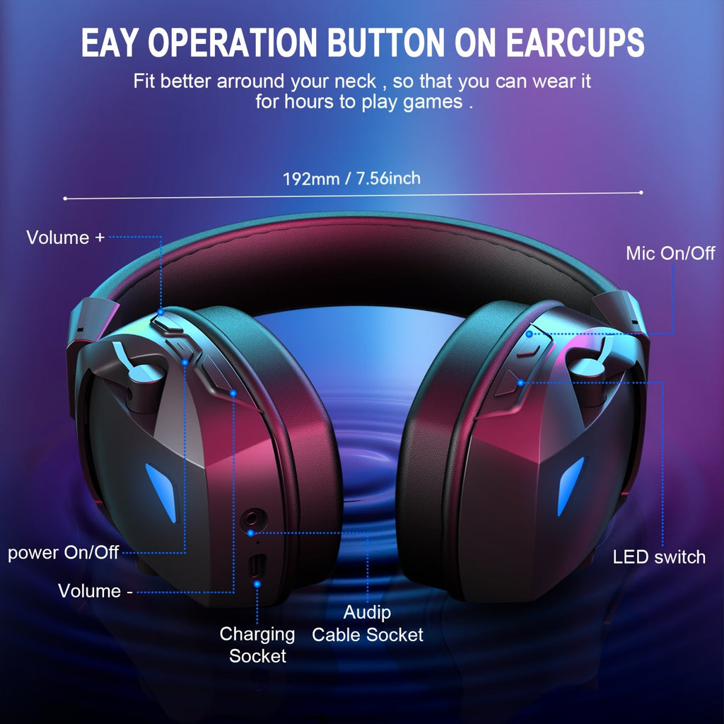 NNETM Over-Ear Gaming Headset Wireless and Wired