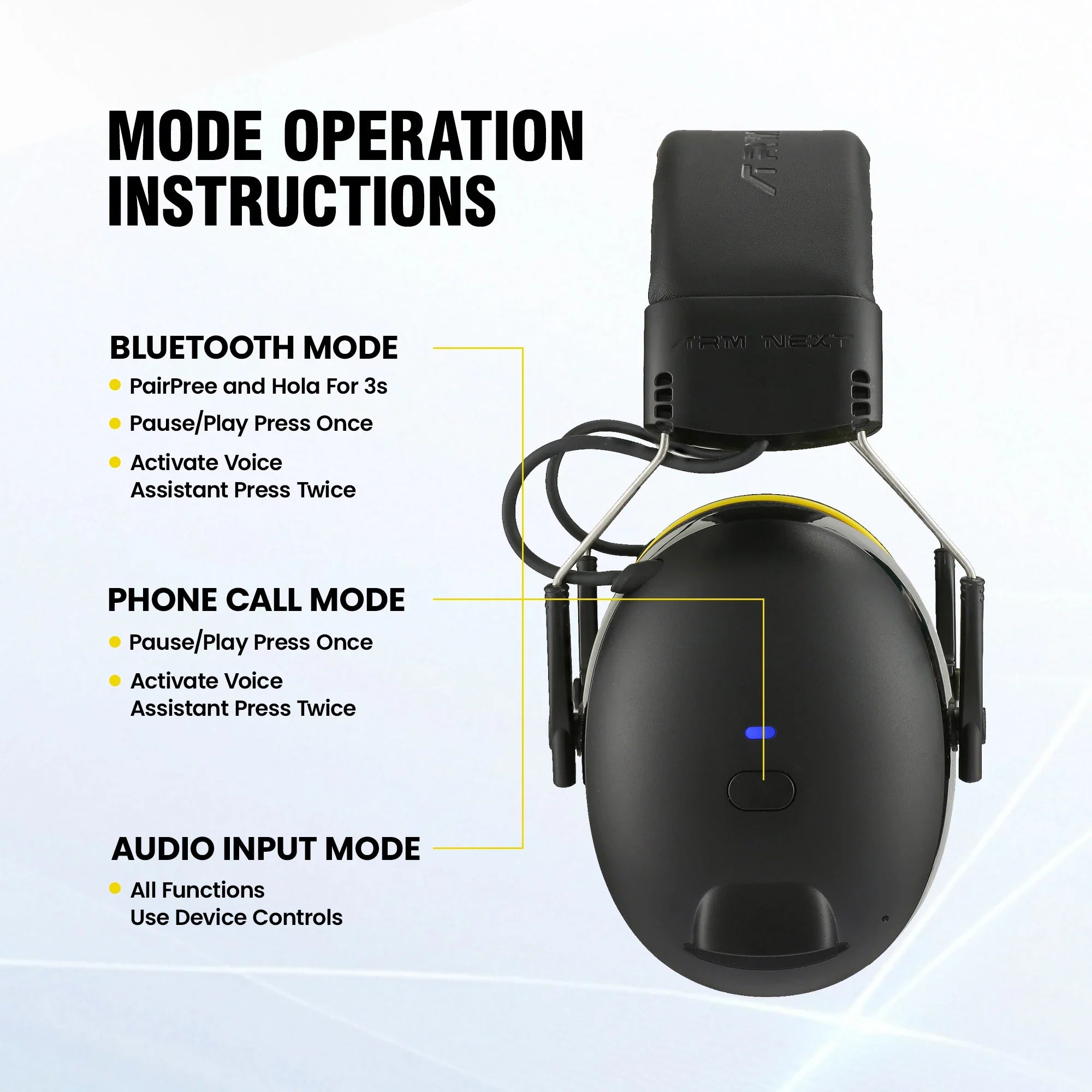 NNEOBA Rechargeable Noise Reduction Earmuffs Yellow